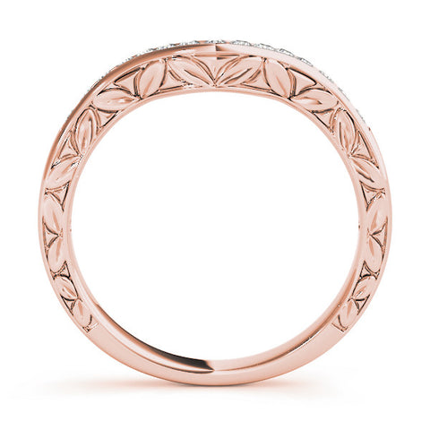 Rose gold Round Cut Channel Set Wave Band with Pavé Setting 1