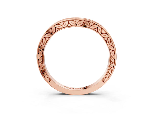 Rose gold Round Cut Channel Set Wave Band with Pavé Setting