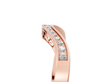 Rose gold Round Cut Channel Set Wave Band with Pavé Setting_9