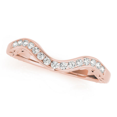 Rose gold Round Cut Channel Set Wave Band with Pavé Setting