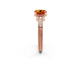 Rose gold Round Cut Citrine Engagement Ring with Milgrain Channel Set Band and Prong Setting_2