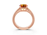 Rose gold Round Cut Citrine Engagement Ring with Milgrain Channel Set Band and Prong Setting_3