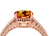 Rose gold Round Cut Citrine Engagement Ring with Milgrain Channel Set Band and Prong Setting_4