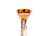 Rose gold Round Cut Citrine Engagement Ring with Side Stone Accents and Four-Prong Setting_65