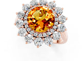 Rose gold Round Cut Citrine Floral Double Halo Engagement Ring with Prong Setting_61