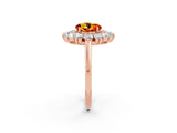 Rose gold Round Cut Citrine Floral Double Halo Engagement Ring with Prong Setting_62