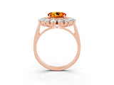 Rose gold Round Cut Citrine Floral Double Halo Engagement Ring with Prong Setting_63