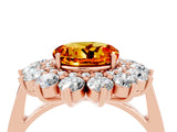 Rose gold Round Cut Citrine Floral Double Halo Engagement Ring with Prong Setting_64