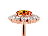 Rose gold Round Cut Citrine Floral Double Halo Engagement Ring with Prong Setting_65