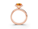 Rose gold Round Cut Citrine Halo Ring with Round Split Shank and Prong Setting_51