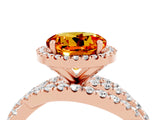Rose gold Round Cut Citrine Halo Ring with Round Split Shank and Prong Setting_52