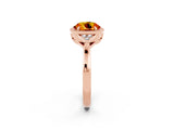 Rose gold Round Cut Citrine Halo Ring with Tapered Band and Four-Prong Setting_2