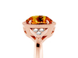 Rose gold Round Cut Citrine Halo Ring with Tapered Band and Four-Prong Setting_5