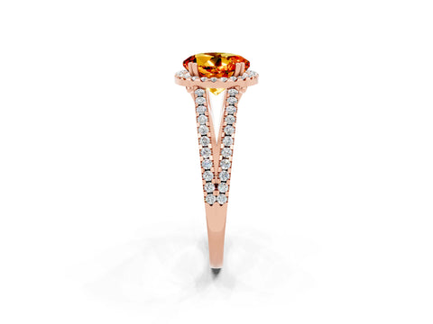 Rose gold Round Cut Citrine Halo Split Shank Engagement Ring_14