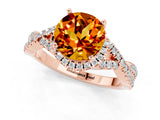 Rose gold Round Cut Citrine  Halo Twist Band Solitaire Prong Setting Ring_25