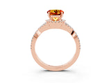 Rose gold Round Cut Citrine  Halo Twist Band Solitaire Prong Setting Ring_27