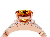 Rose gold Round Cut Citrine  Halo Twist Band Solitaire Prong Setting Ring_28