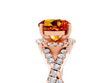 Rose gold Round Cut Citrine  Halo Twist Band Solitaire Prong Setting Ring_29