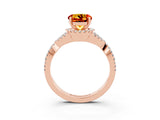 Rose gold Round Cut Citrine Halo Twist Band Solitaire Prong Setting Ring_3