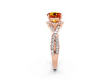 Rose gold Round Cut Citrine  Halo Twist Band Solitaire Prong Setting Ring_44
