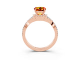 Rose gold Round Cut Citrine  Halo Twist Band Solitaire Prong Setting Ring_45
