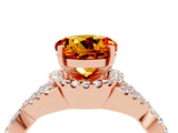 Rose gold Round Cut Citrine  Halo Twist Band Solitaire Prong Setting Ring_46