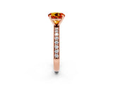 Rose gold Round Cut Citrine Milgrain Pavé Engagement Ring with Four-Prong Setting_2