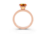 Rose gold Round Cut Citrine Milgrain Pavé Engagement Ring with Four-Prong Setting_3