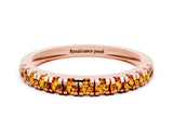 Rose gold Round Cut Citrine Pavé Set Thin Band