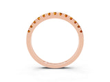 Rose gold Round Cut Citrine Pavé Set Thin Band_3