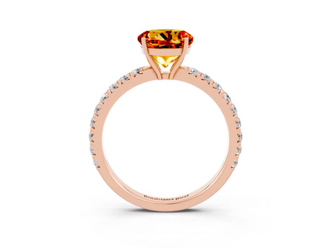 Rose gold Round Cut Citrine Pavé Solitaire Engagement Ring with Four-Prong Setting_15