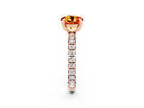 Rose gold Round Cut Citrine Pavé Solitaire Ring with Round Band and Prong Setting_14
