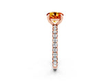 Rose gold Round Cut Citrine Pavé Solitaire Ring with Round Band and Prong Setting_26