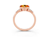Rose gold Round Cut Citrine Ring with Side Stones and Four-Prong Setting_39