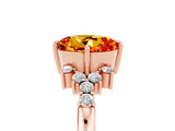 Rose gold Round Cut Citrine Ring with Side Stones and Four-Prong Setting_41