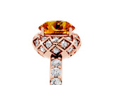 Rose gold Round Cut Citrine Scalloped Halo Engagement Ring with Round Shared Prong Band_29
