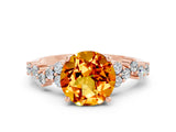 Rose gold Round Cut Citrine Scattered Round Accent Ring with Prong Setting_12