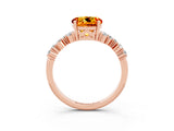 Rose gold Round Cut Citrine Scattered Round Accent Ring with Prong Setting_15