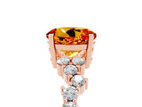 Rose gold Round Cut Citrine Scattered Round Accent Ring with Prong Setting_17
