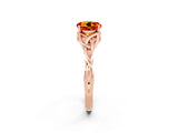 Rose gold Round Cut Citrine Solitaire Celtic Knot Ring with Four-Prong Setting_14