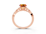 Rose gold Round Cut Citrine Solitaire Celtic Knot Ring with Four-Prong Setting_15
