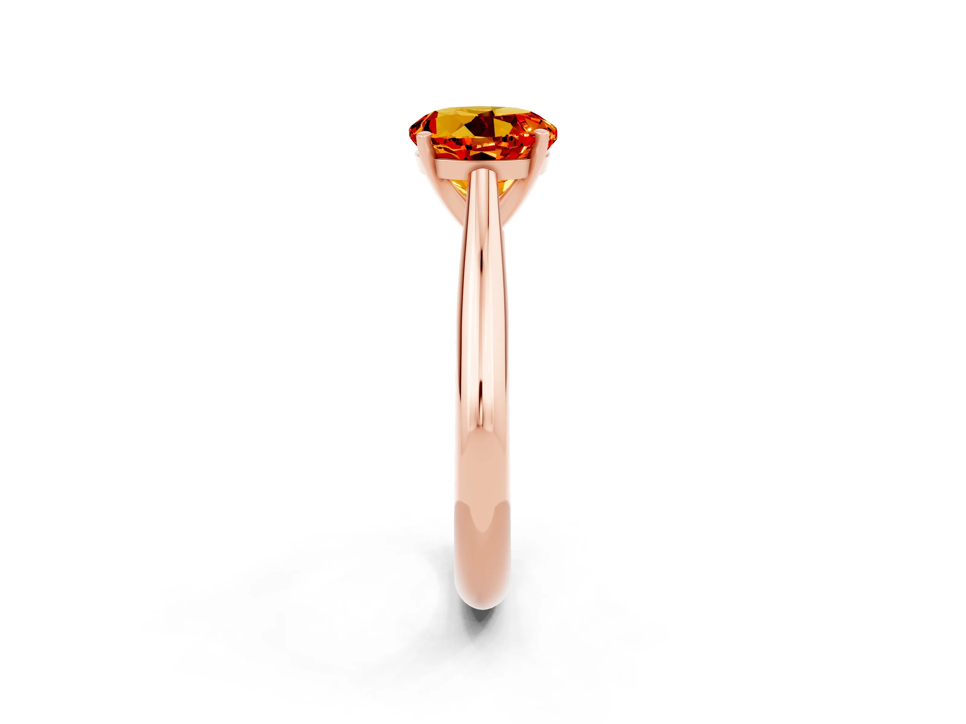 Rose gold Round Cut Citrine Solitaire Engagement Ring with Cathedral Setting and Four-Prong Mount_14