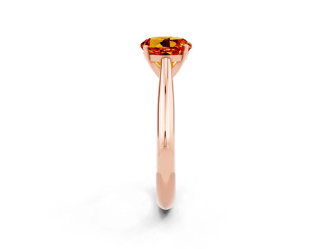 Rose gold Round Cut Citrine Solitaire Engagement Ring with Cathedral Setting and Four-Prong Mount_14