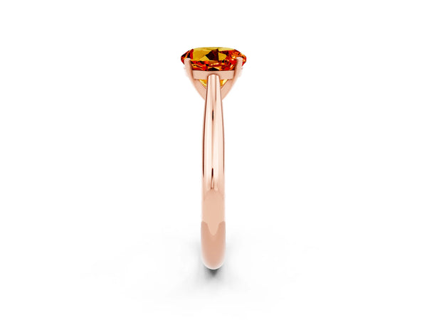 Rose gold Round Cut Citrine Solitaire Engagement Ring with Cathedral Setting and Four-Prong Mount