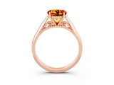 Rose gold Round Cut Citrine Solitaire Engagement Ring with Cathedral Setting and Four-Prong Mount_27