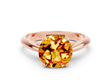 Rose gold Round Cut Citrine Solitaire Engagement Ring with Cathedral Setting and Four-Prong Mount_30