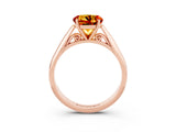 Rose gold Round Cut Citrine Solitaire Engagement Ring with Cathedral Setting and Four-Prong Mount_33