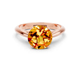 Rose gold Round Cut Citrine Solitaire Engagement Ring with Cathedral Setting and Four-Prong Mount_72