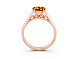 Rose gold Round Cut Citrine Solitaire Engagement Ring with Cathedral Setting and Four-Prong Mount_75