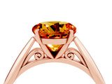 Rose gold Round Cut Citrine Solitaire Engagement Ring with Cathedral Setting and Four-Prong Mount_76
